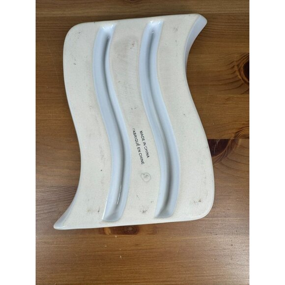 1999 Crate & Barrel White Porcelain Appetizer Oil Dip Dishes 3 Shapes Lot of 3 - Picture 4 of 13